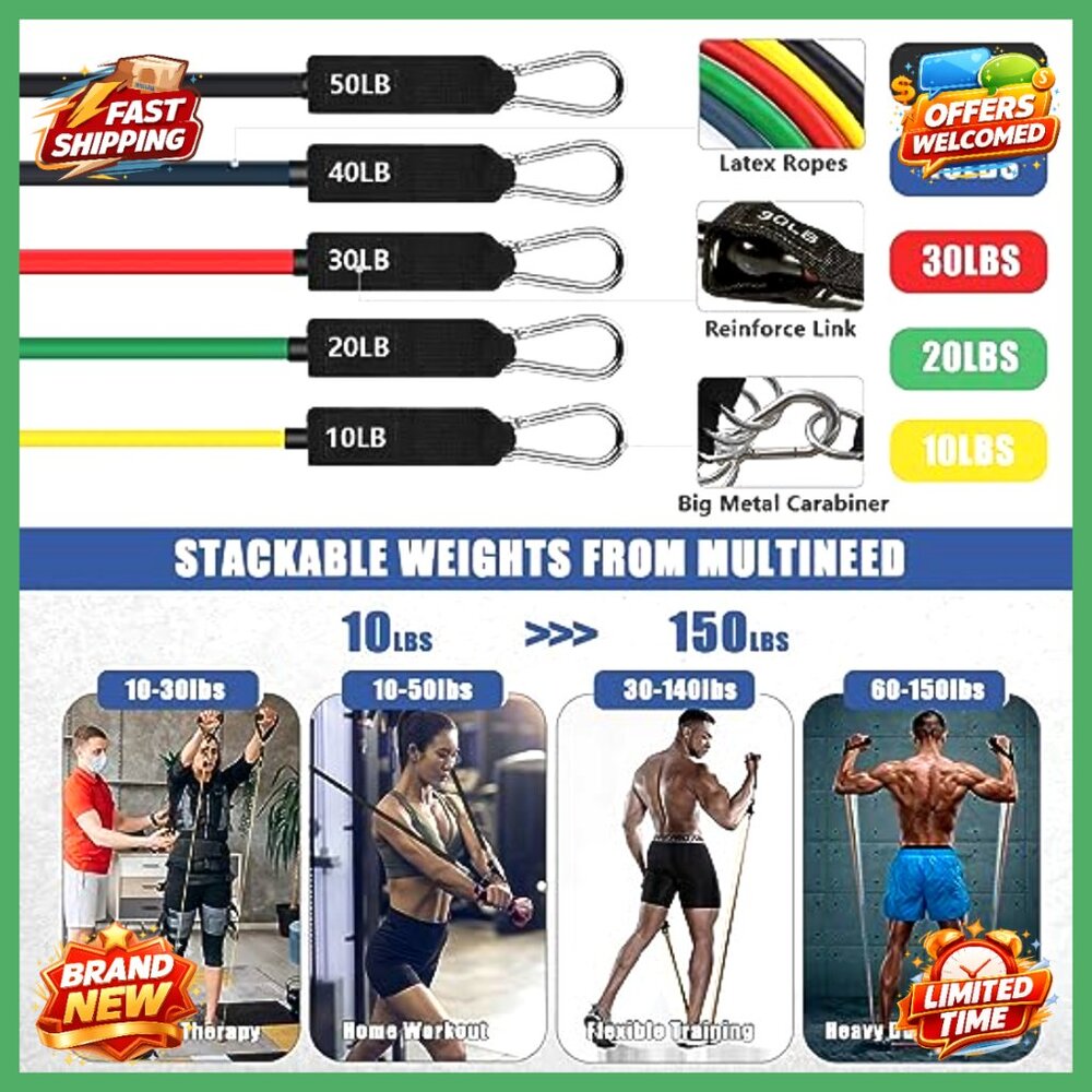 23-Piece Stackable Resistance Bands Set With Hand… - image 2